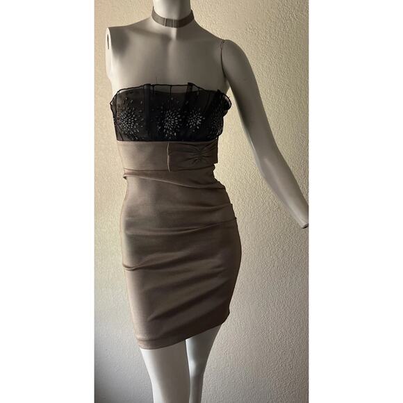 Y2K 2000s Formal Dress Small XS Strapless Mini Ruched Short Fairy Prom HOCO - Picture 15 of 16